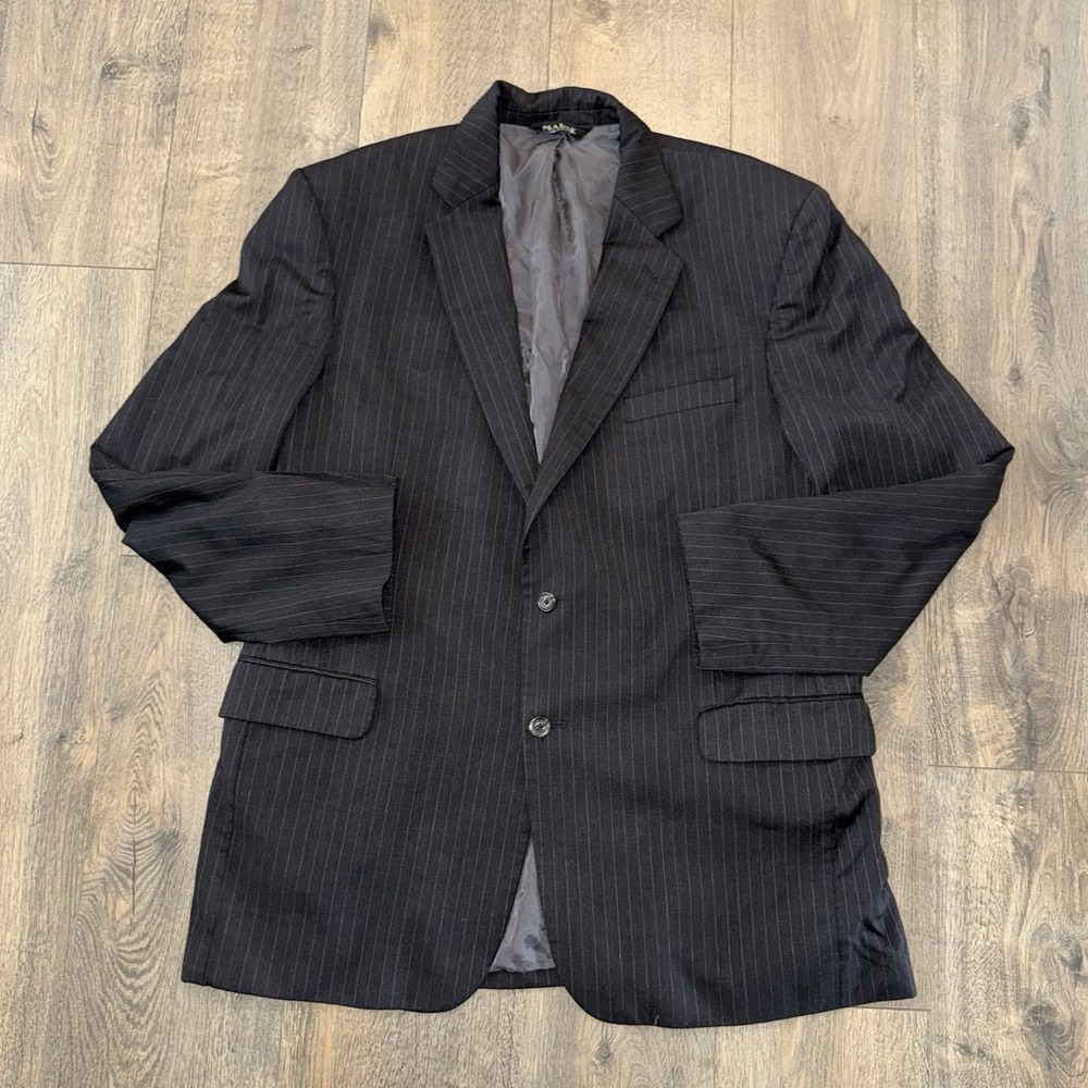 Jos A Bank Men 46L Sport Coat Blazer Black  100% Wool Maxico Made Work Office